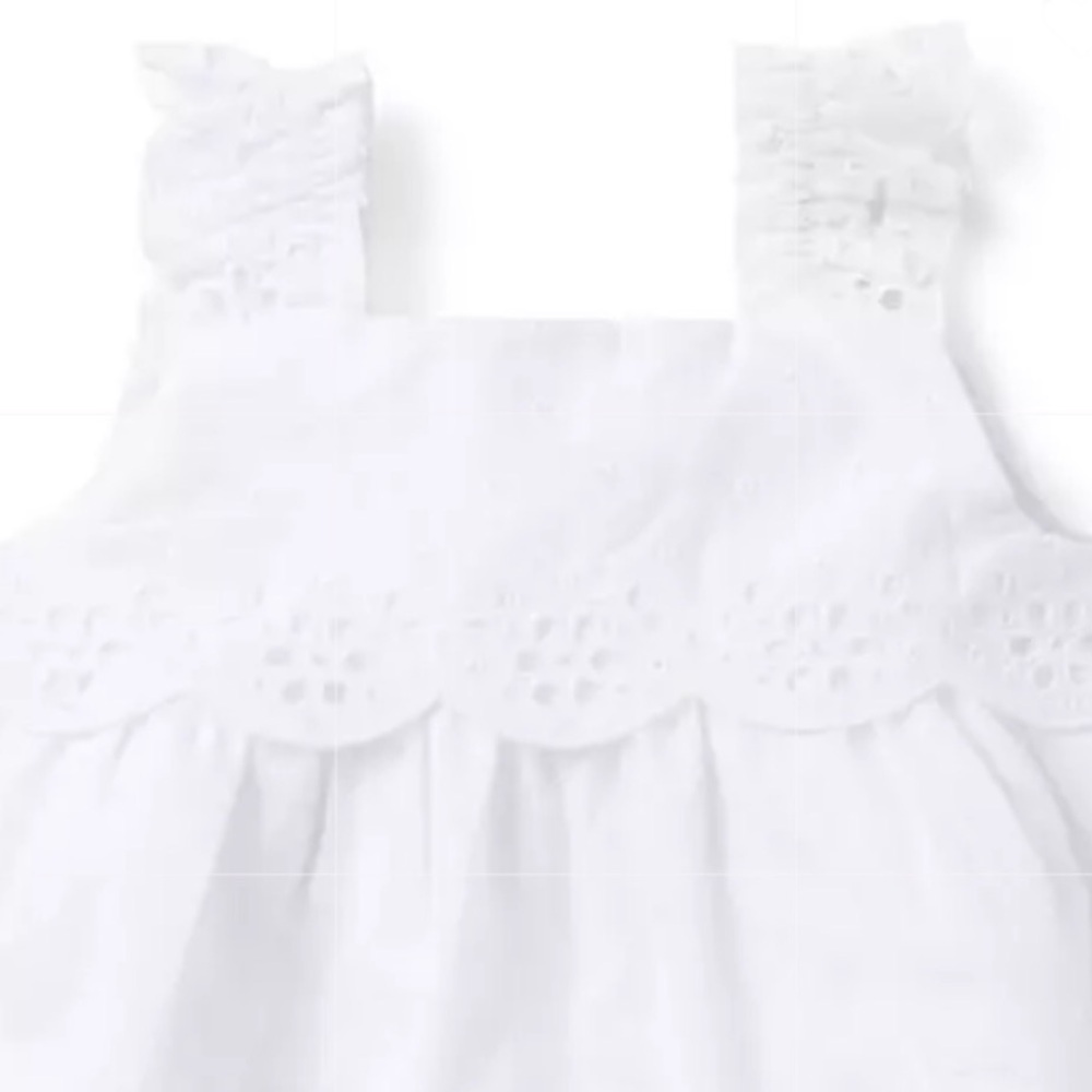Janie And Jack Baby  Eyelet Cotton White Dress Size 6-12 Months